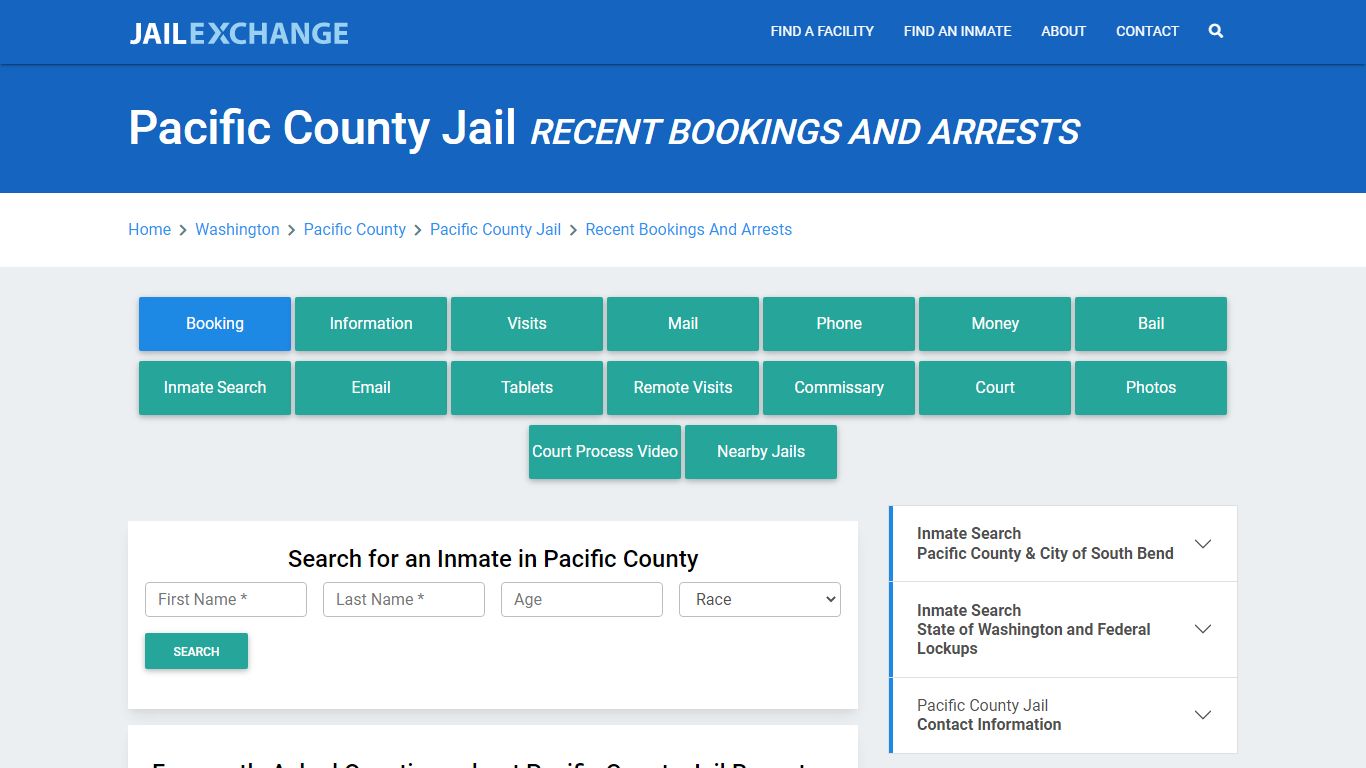 Pacific County Jail Recent Bookings And Arrests - Jail Exchange