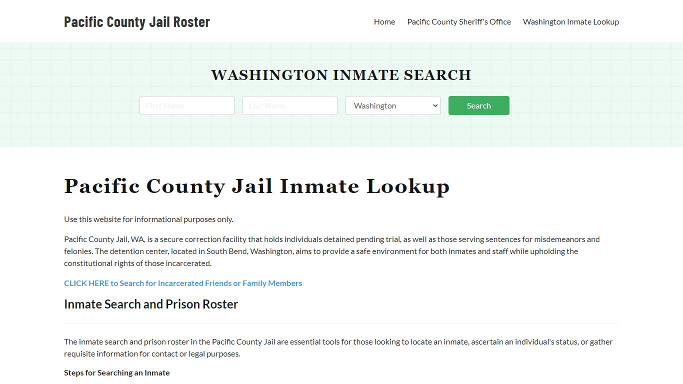 Pacific County Jail Roster Lookup, WA, Inmate Search